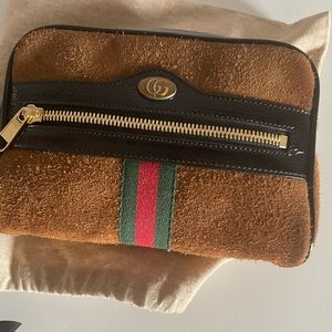 GUCCI Black / Brown Suede Mini Ophidia Iphone Belt Bag 85 /34.